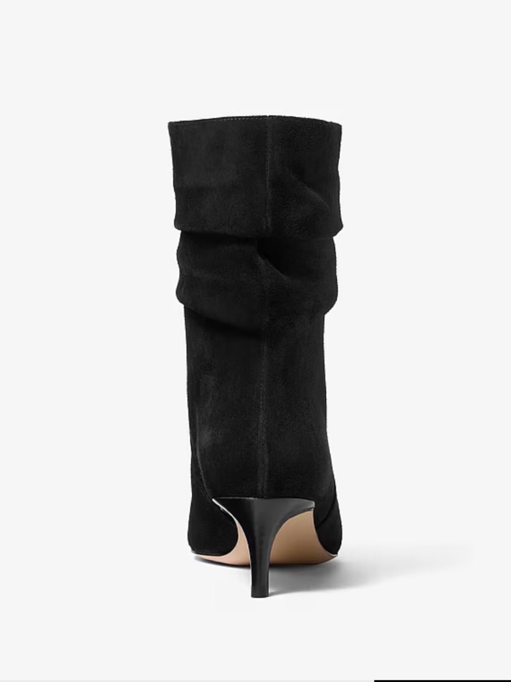 Michael Kors Dawn Black Suede Slouchy Pointed-Toe Kitten Heel Ankle Booties NIB - Picture 3 of 8